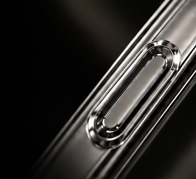 A precise side button cutout within the clear case frame.