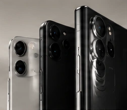 A selection of silver and dark phones.
